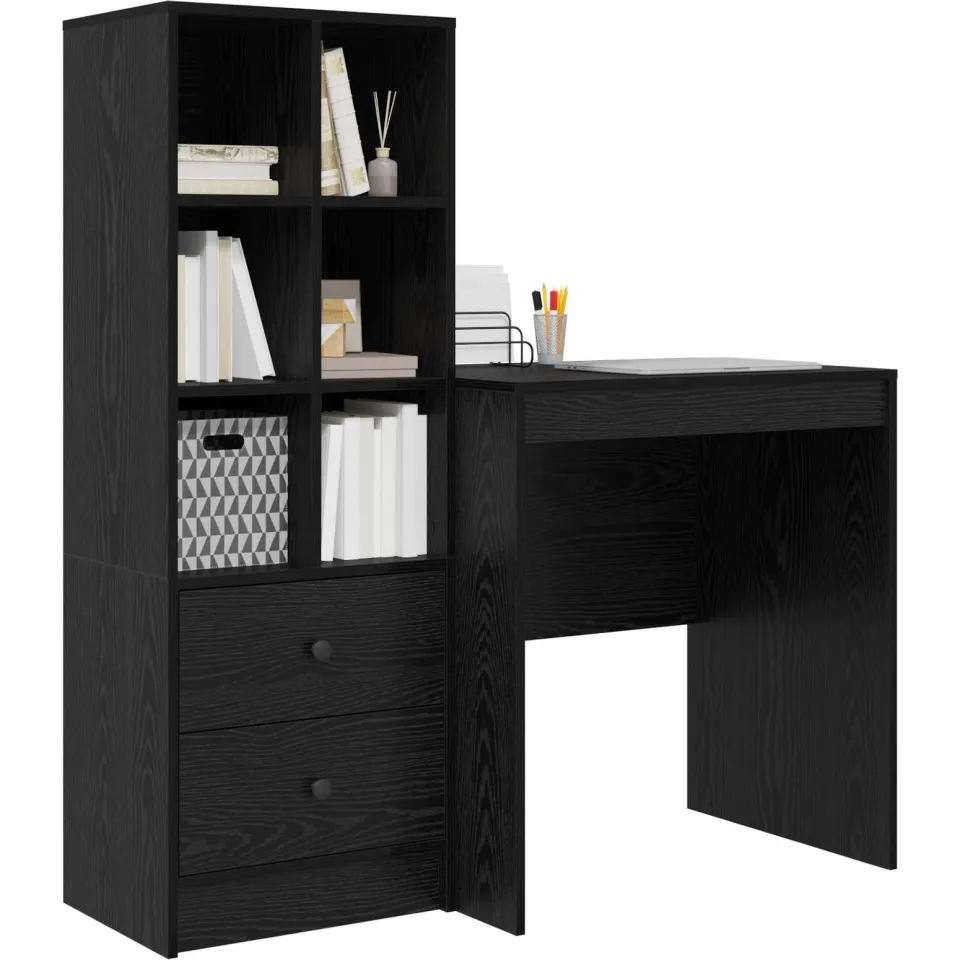 vidaXL Bureau Zwart Eiken 115,5 x 50 x 127 cm 2 st, foto 3