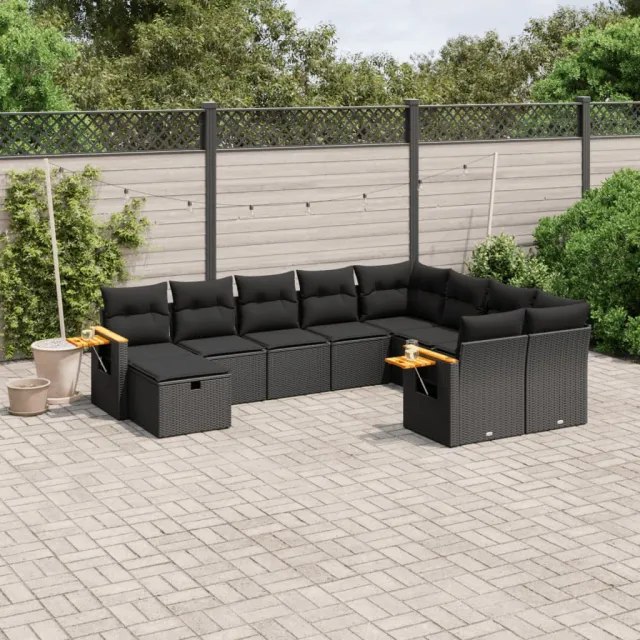 vidaXL Patio Sofa Set 8-zits Black, foto 2