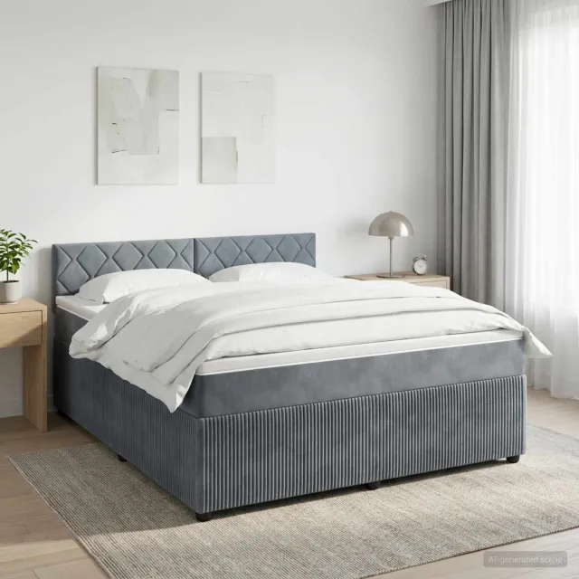 vidaXL Boxspringbed met matras Donkergrijs 180 x 200 cm Fluweel