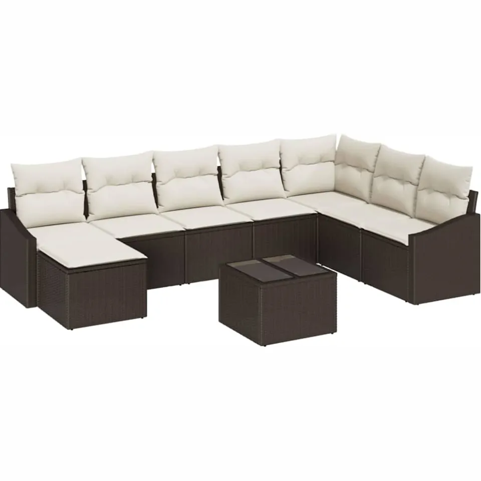 vidaXL Tuin Sofa Set 8 st Bruin en Crème poly rattan