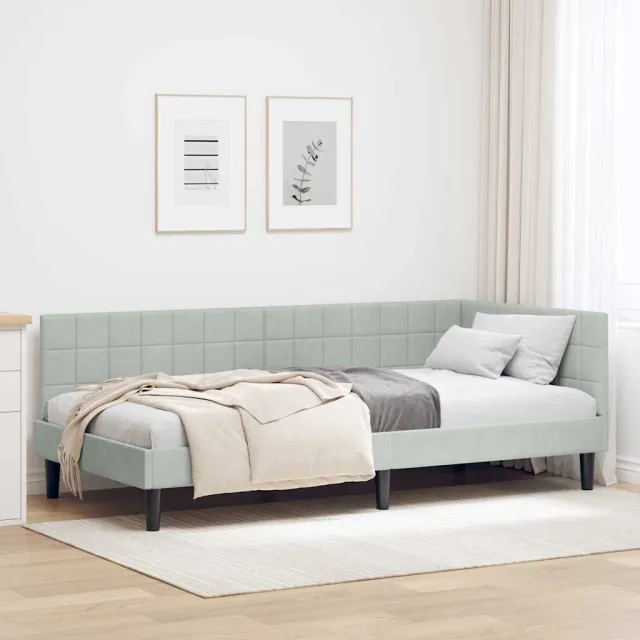 vidaXL Hoekbedframe Lichtgrijs 100 x 200 cm fluweel
