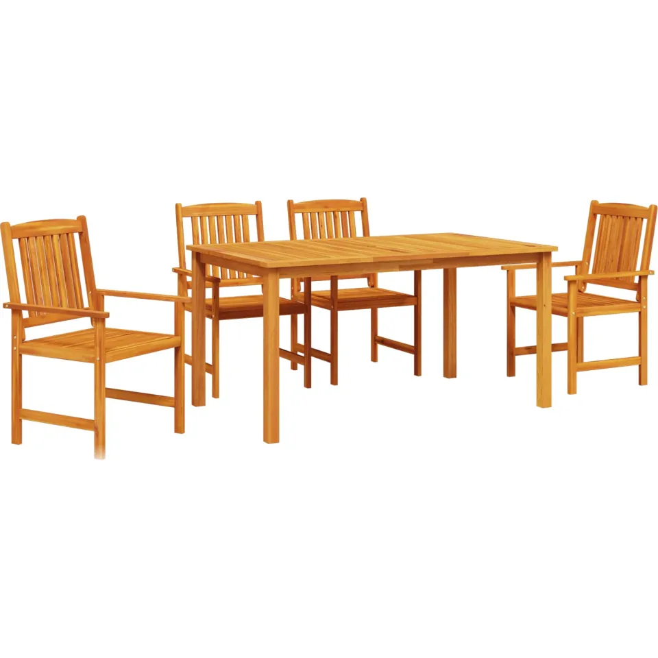 vidaXL Tuin eettafelset 5 st Bruin Massief Acaciahout