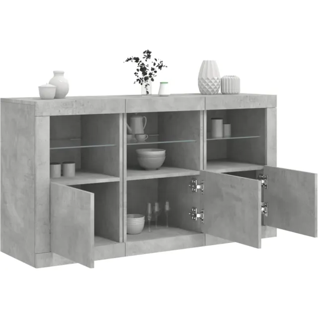 vidaXL Dressoir met LED-verlichting 123x37x67 cm betongrijs grijs