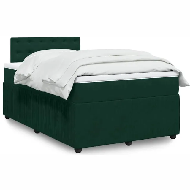 vidaXL Boxspring met matras fluweel donkergroen 120x200 cm groen