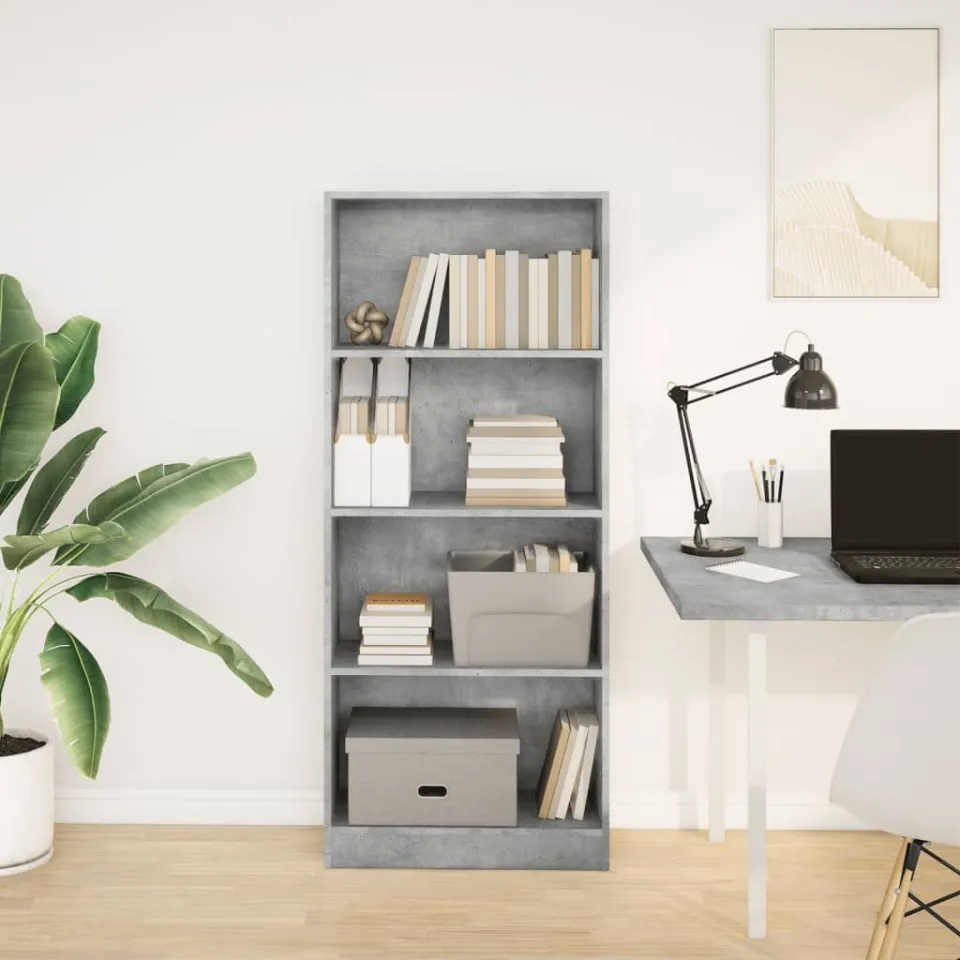 vidaXL Boekenkast 60x24x143 cm bewerkt hout betongrijs grijs, foto 2