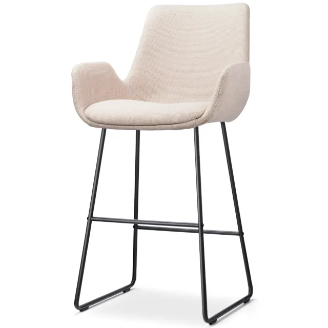 Nolon Nino-Eef barkruk beige - zwart onderstel - 65 cm