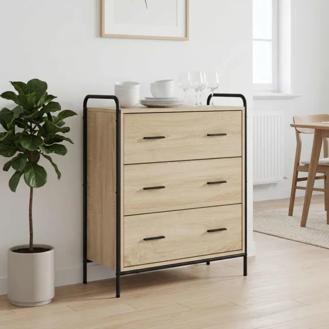 vidaXL Dressoir Sonoma Eiken 97 x 33 x 81 cm Bewerkt hout Bruin