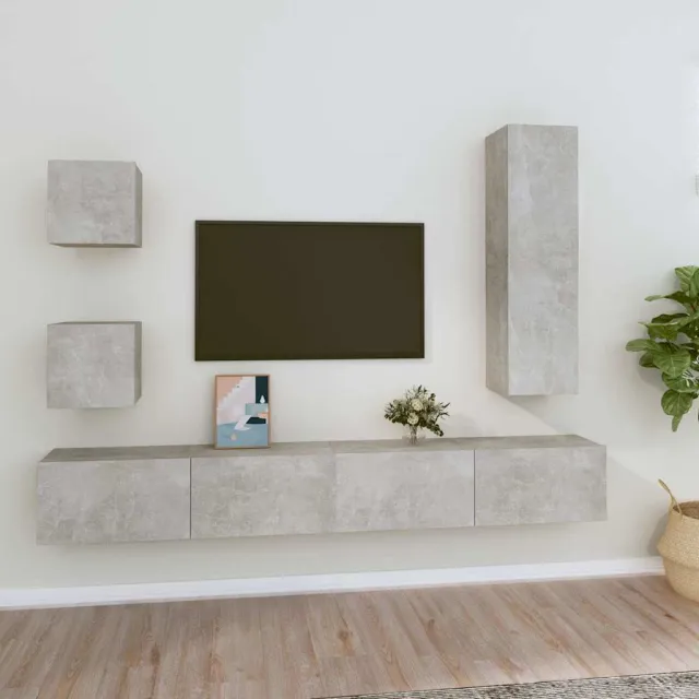 vidaXL 5-delige Tv-meubelset bewerkt hout betongrijs grijs, foto 2