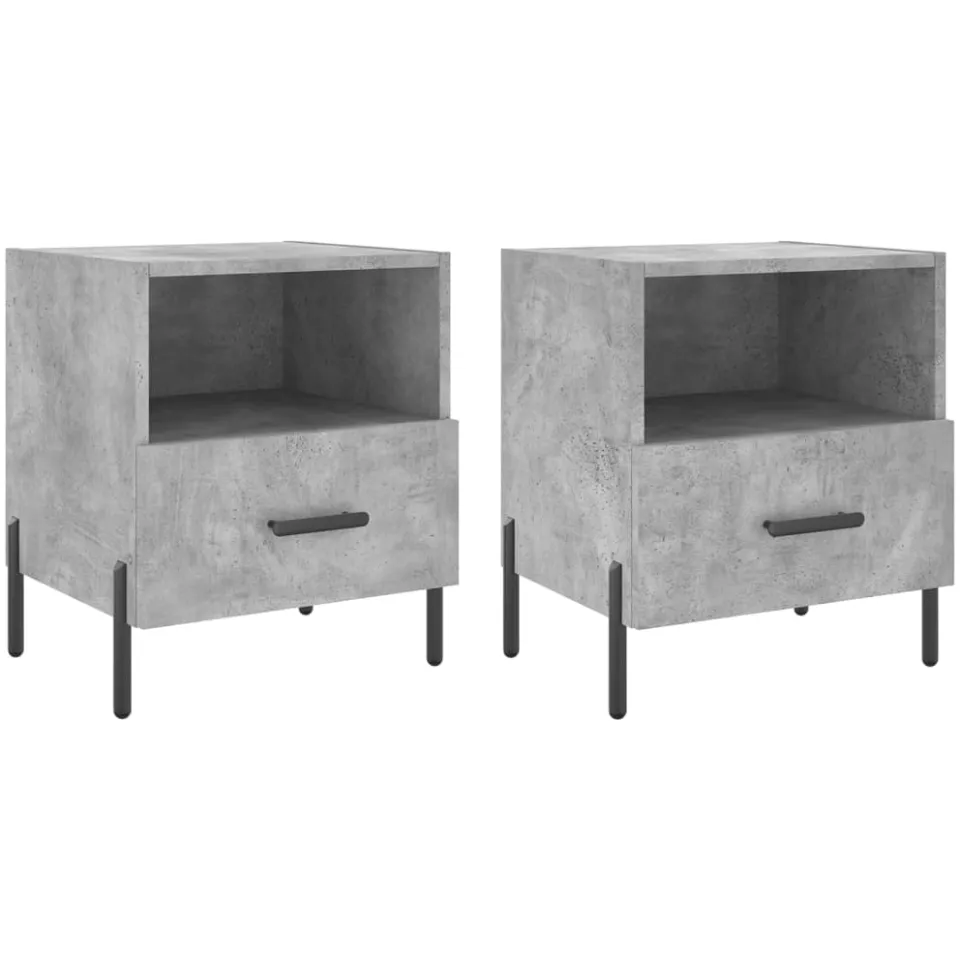 vidaXL Nachtkastjes 2 st 40x35x47,5 cm bewerkt hout betongrijs grijs, foto 3