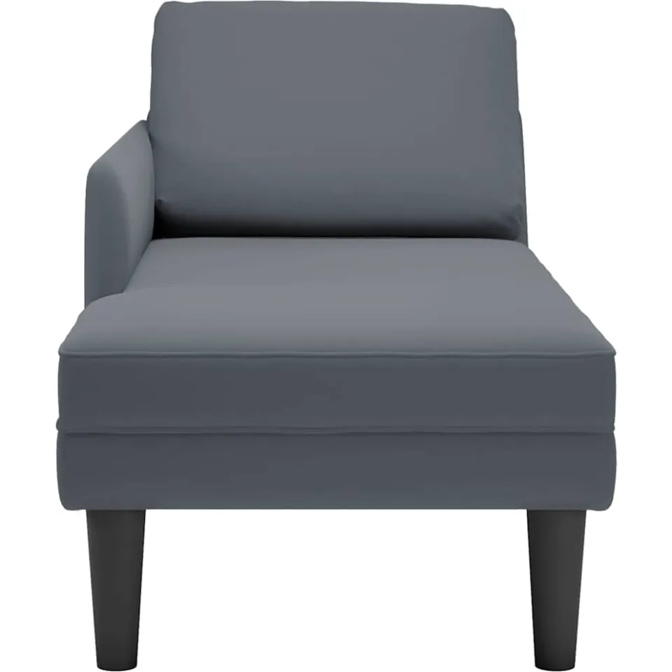 vidaXL Chaise longue met kussen&rechterarmleuning fluweel donkergrijs