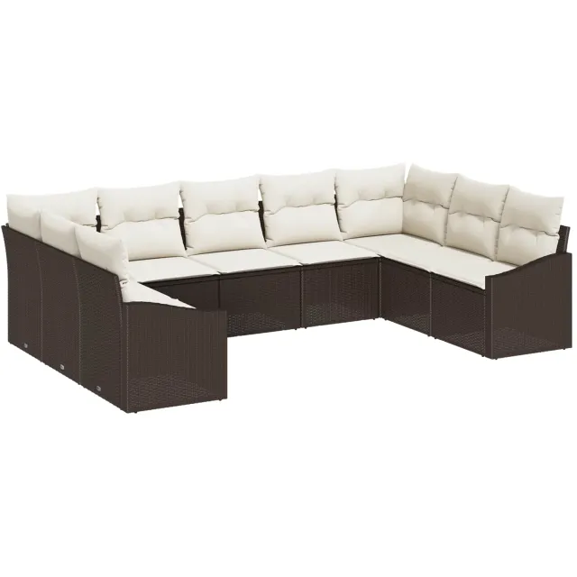 vidaXL Tuinbankenset 9 st Bruin en Crème poly rattan