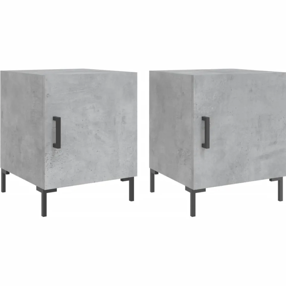 vidaXL Nachtkastjes 2 st 40x40x50 cm bewerkt hout betongrijs