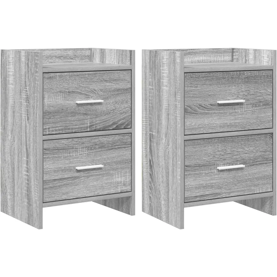 vidaXL Nachtkastjes 2 st Grijs Sonoma 40 x 30 x 60 cm Bewerkt hout, foto 3