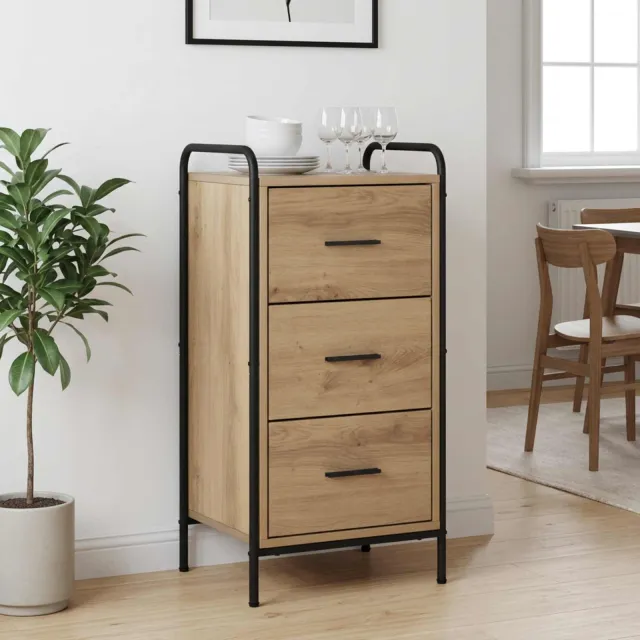 vidaXL Dressoir Artisanaal eiken 97 x 33 x 81 cm Bewerkt hout Bruin