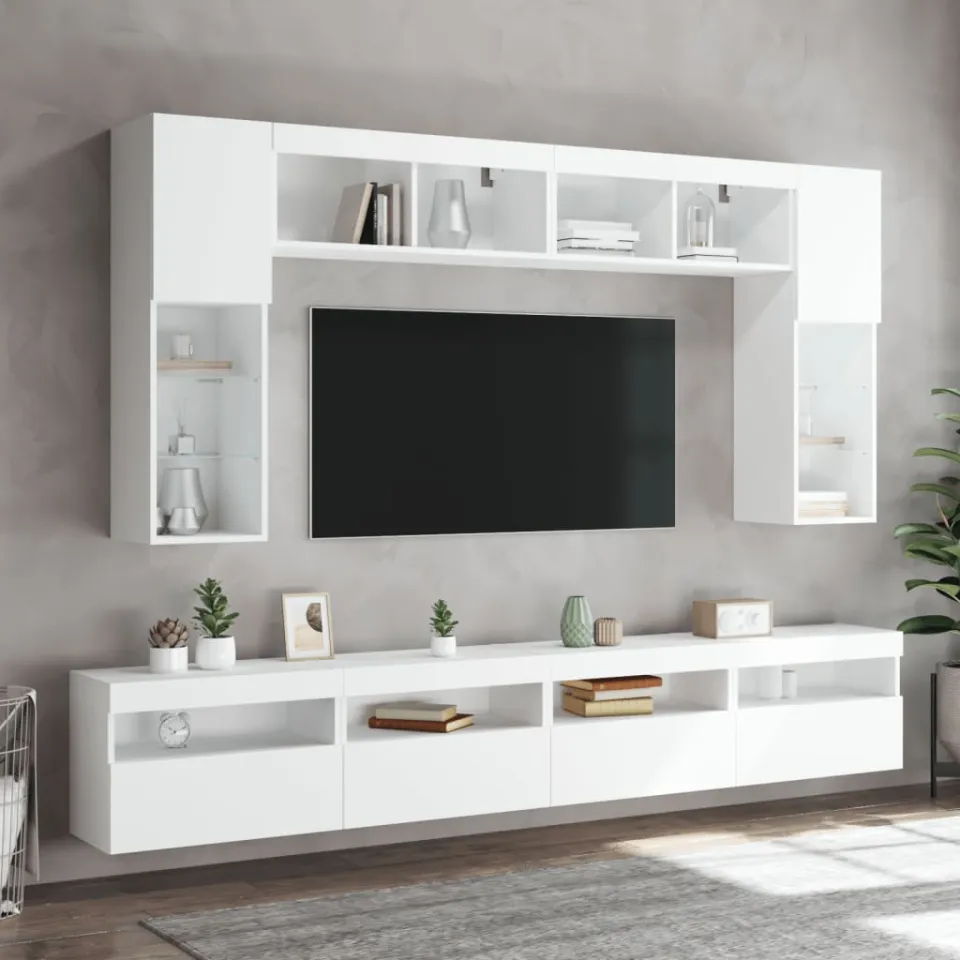 vidaXL 8-delige tv-wandmeubelset met LED-verlichting wit, foto 3