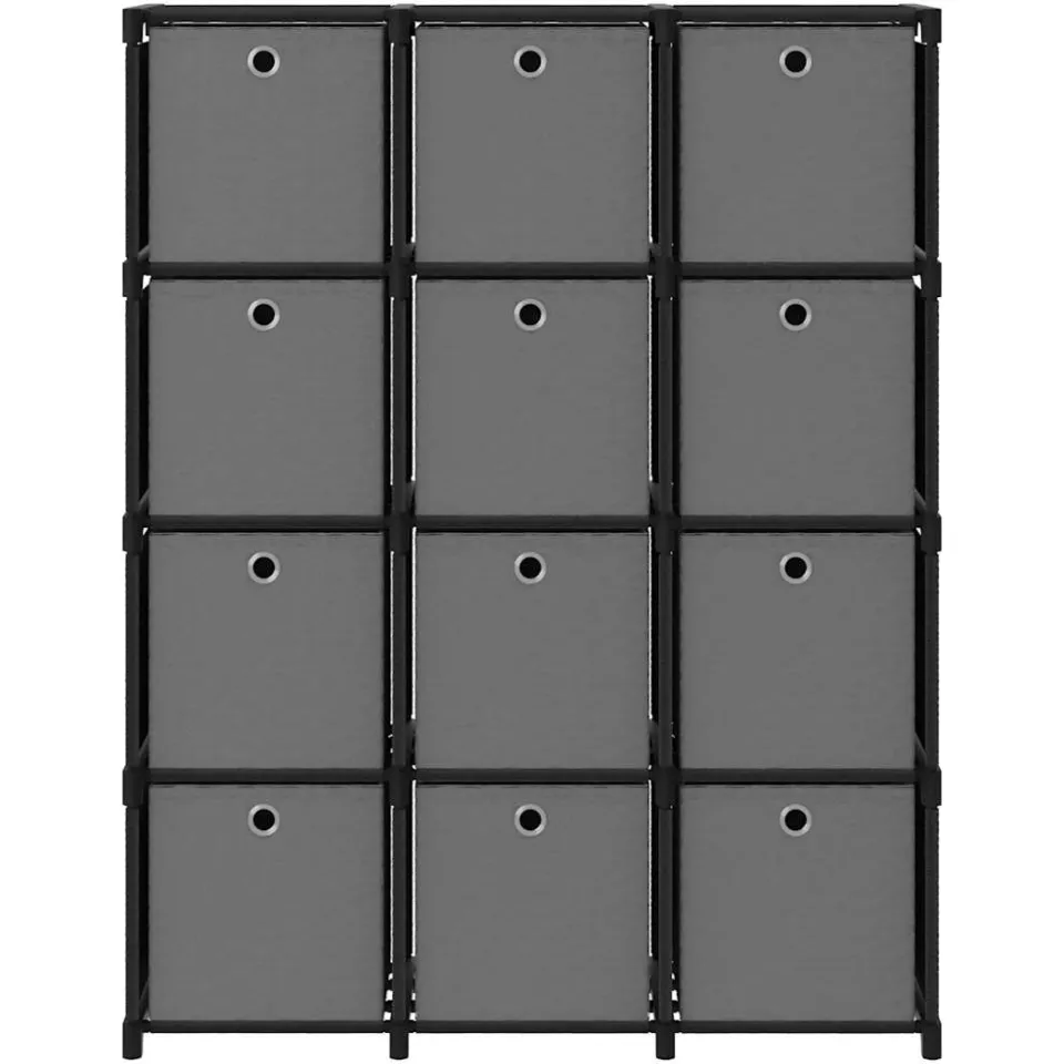 vidaXL Kast met 12 vakken met boxen 103x30x141 cm stof zwart, foto 2