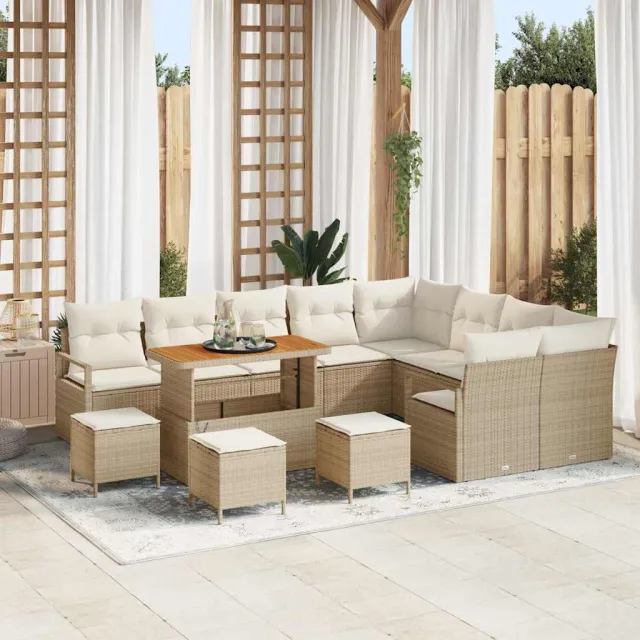 vidaXL Tuinbankenset 13 st Beige poly rattan, foto 2