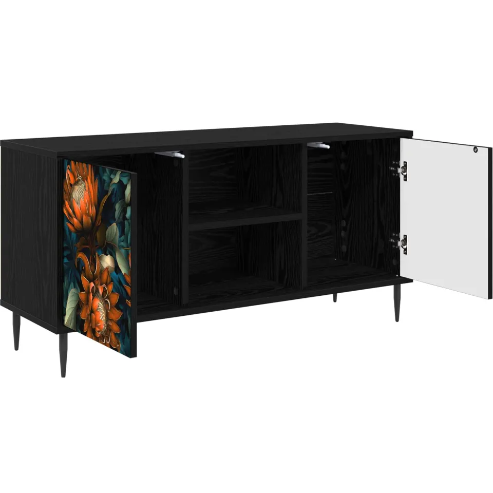 vidaXL Tv-meubel LOCHEM 102 x 33 x 51 cm Zwart eiken Bewerkt hout