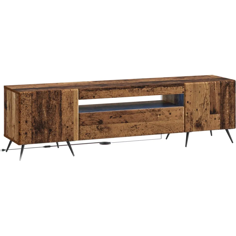 vidaXL LED tv-meubel Oud hout Bewerkt hout bruin, foto 3