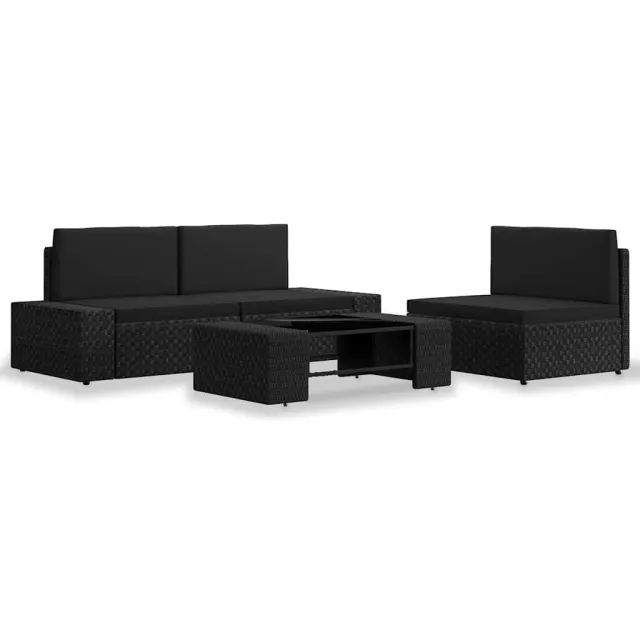 vidaXL 4-delige Loungeset poly rattan zwart, foto 2