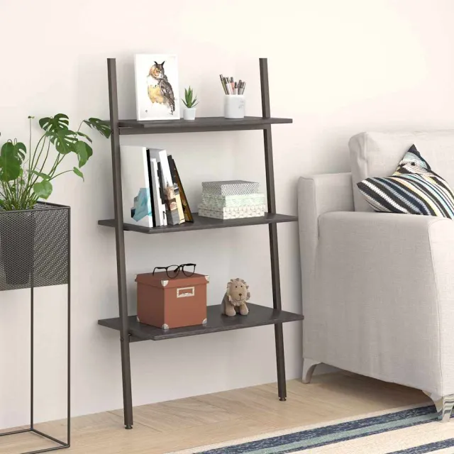 vidaXL Ladderrek met 3 schappen 64x34x116 cm zwart, foto 2