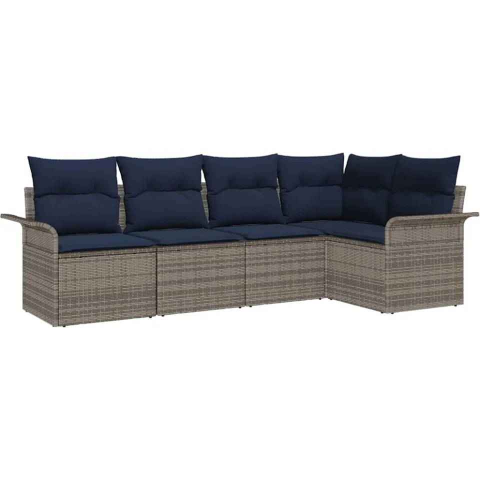 vidaXL Tuin Sofa Set 5 st Grijs poly rattan