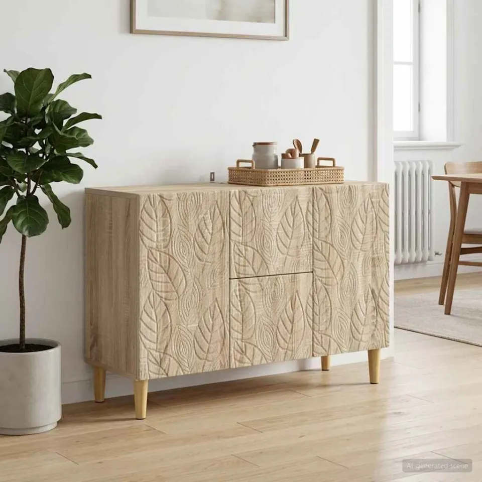 vidaXL Dressoir Sonoma Eiken 89 x 34,5 x 60 cm Bewerkt hout, foto 3
