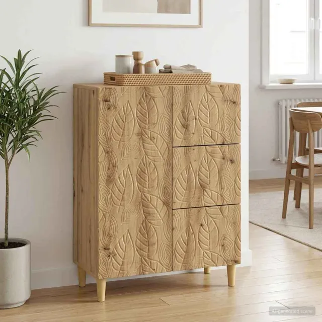 vidaXL Dressoir Artisanaal eiken 66 x 34,5 x 90 cm Bewerkt hout Bruin