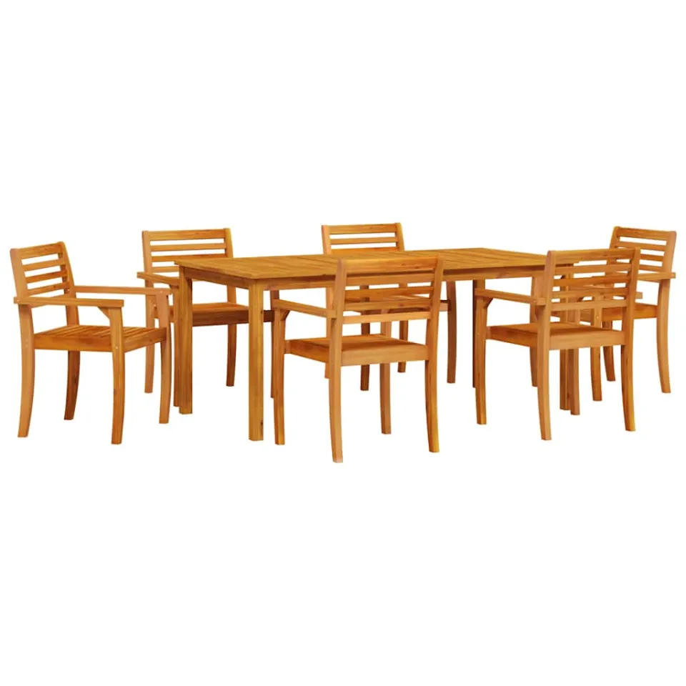 vidaXL Tuin eettafelset 7 st Bruin Massief Acaciahout
