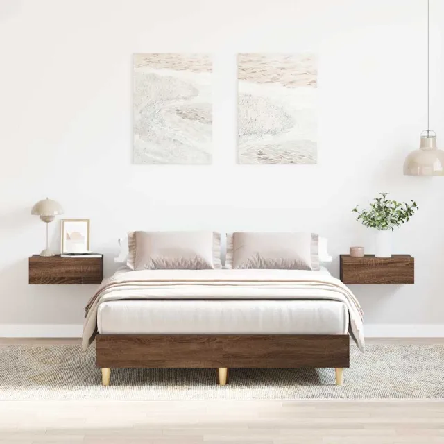 vidaXL Bedframe zonder matras 120x200 cm spaanplaat bruin eikenkleurig