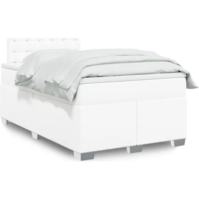 vidaXL Boxspring met matras kunstleer wit 120x190 cm