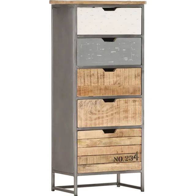 vidaXL Ladekast 45x30x105 cm massief mangohout Grijs