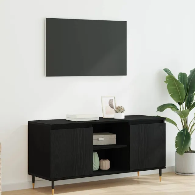 vidaXL TV-kast 104 x 35 x 50 cm Zwart Eiken Bewerkt hout, foto 2