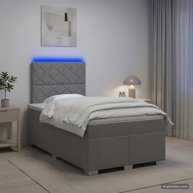 vidaXL Boxspringbed met matras Lichtgrijs 120 x 200 cm Stof