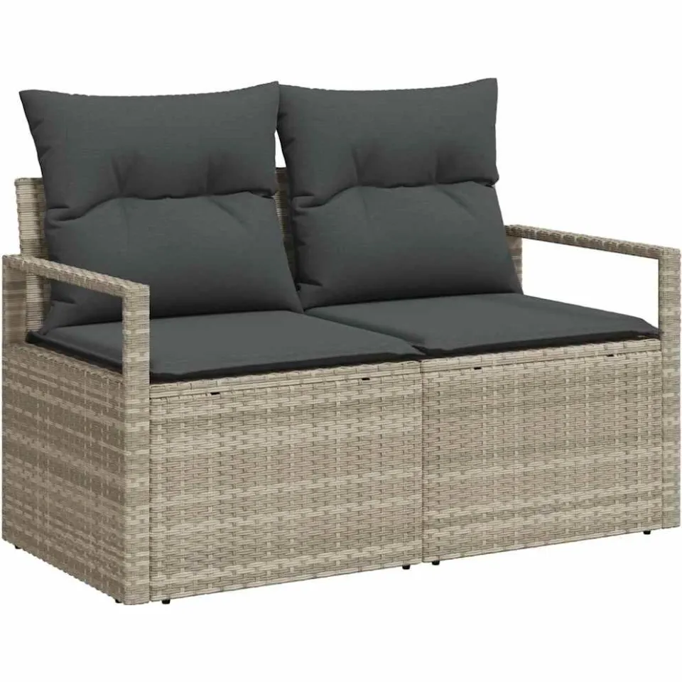 vidaXL Bankstel 11 st Lichtgrijs poly rattan, foto 4