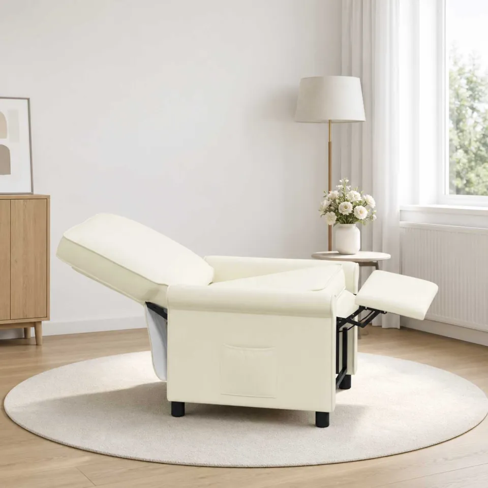 vidaXL Ligstoel Crèmekleurig 69 x 95 x 101 cm Stof, foto 3