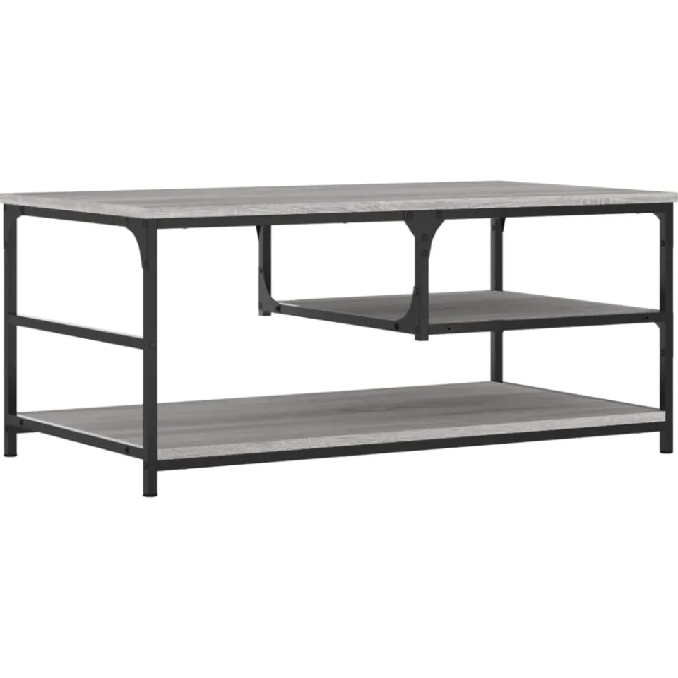 vidaXL Salontafel 90x49x40 cm bewerkt hout grijs sonoma eikenkleurig