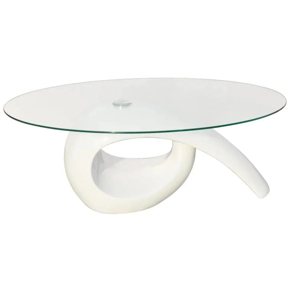 vidaXL Salontafel met ovaal glazen tafelblad hoogglans wit