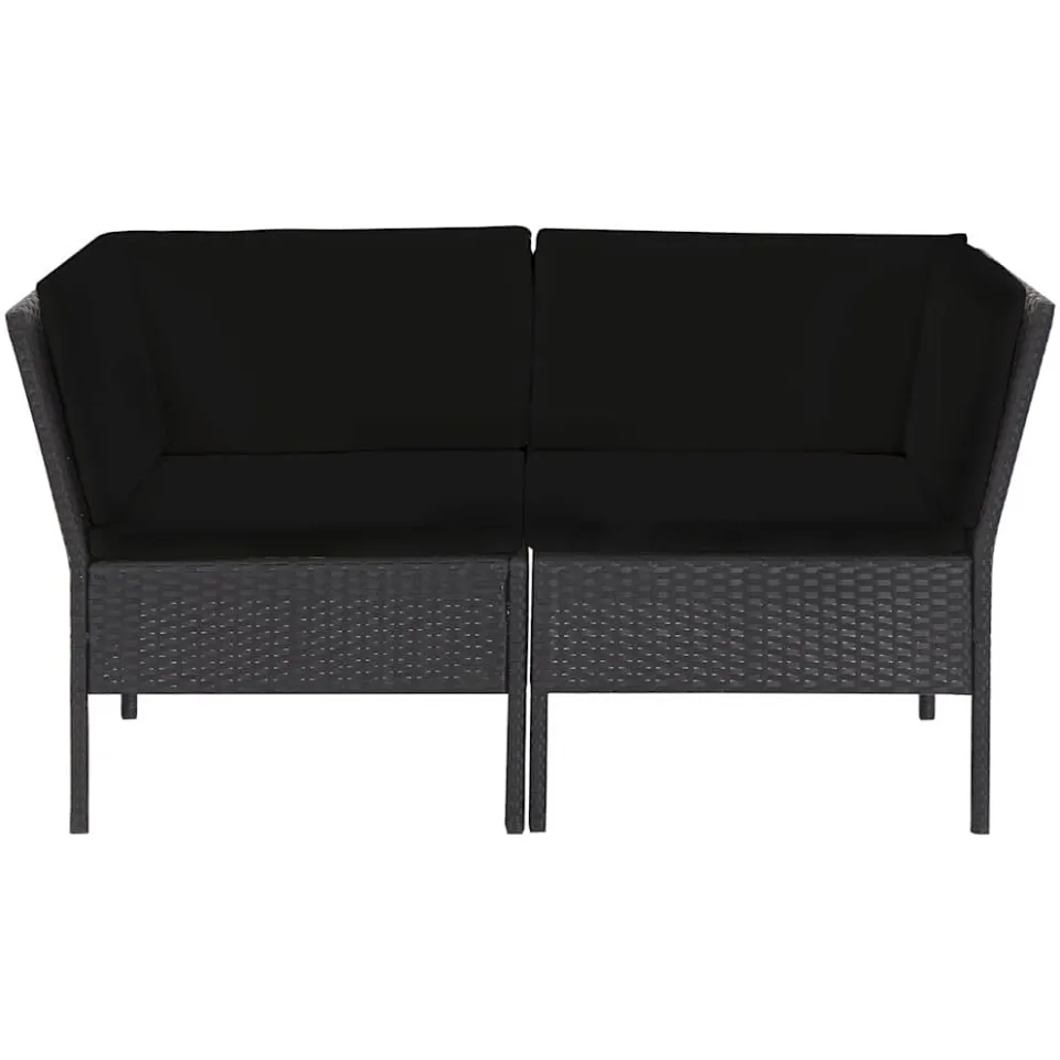 vidaXL 6-delige Loungeset met kussens poly rattan zwart, foto 4