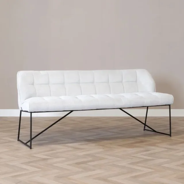 Bronx71 Scandinavische eetkamerbank Jelle off white 155 cm - eettafelbank - eetbank Wit