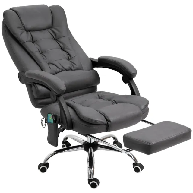 OKWISH Vergaderstoelen - Verstelbare Bureaustoel Met Massagefunctie - Draaibaar, Gevormde Rugleuning, Met Voetsteun Voor Thuiswerk - 65×70×119 cm - Polyester - Grijs
