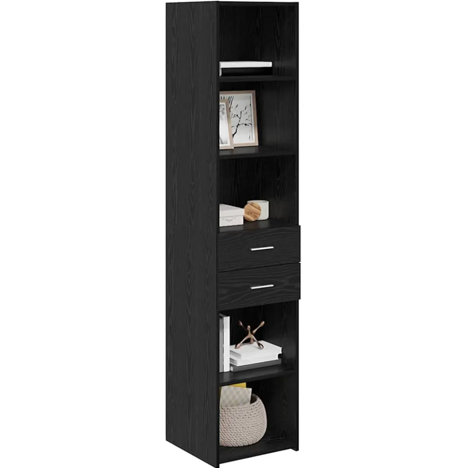 vidaXL Highboard Zwart Eiken 40 x 42,5 x 185 cm Bewerkt hout
