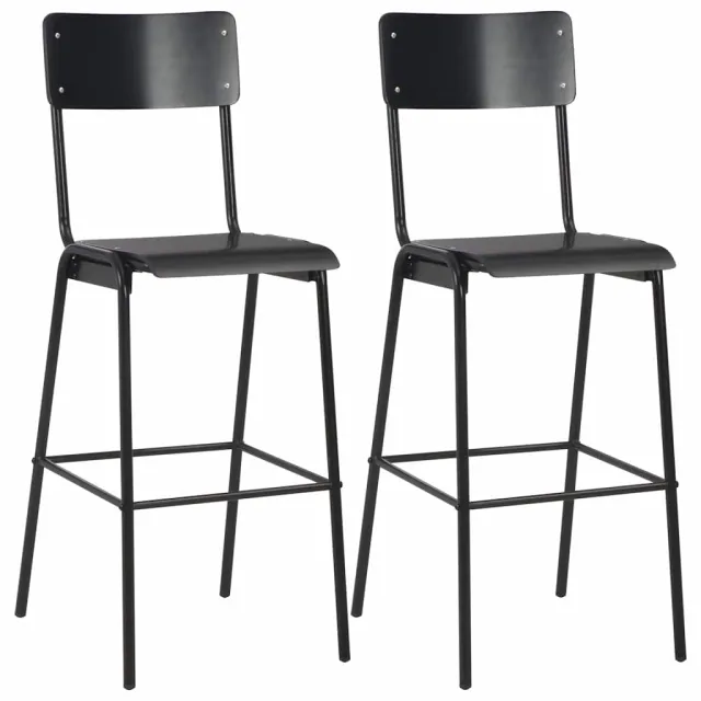 vidaXL Barstoelen 2 st massief multiplex staal zwart