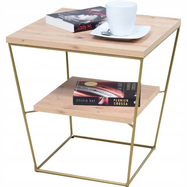 FutuStal Serie - Stalen Draden Tafel - Złoty Dąb Artisan - Kwadratisch - 43 cm Złoty Dąb Artisan;Goud