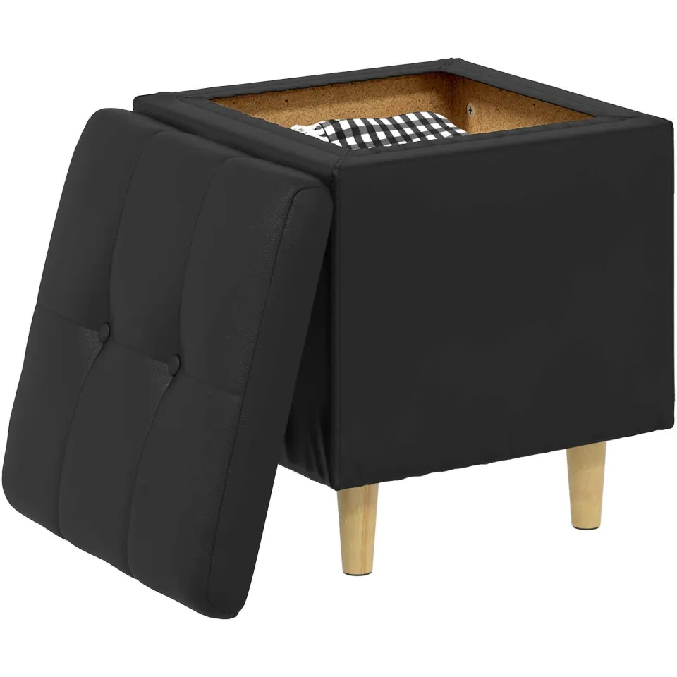 vidaXL Ottoman met Opbergruimte Zwart 40 x 40 x 45 cm Kunstleer