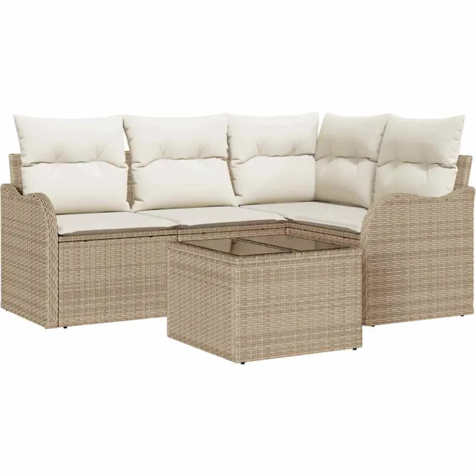 vidaXL Tuin Sofa Set 5 st Beige poly rattan