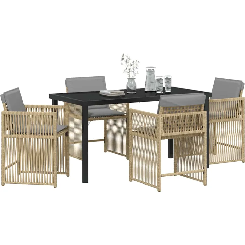 vidaXL Tuin eettafelset 5 st Beige poly rattan