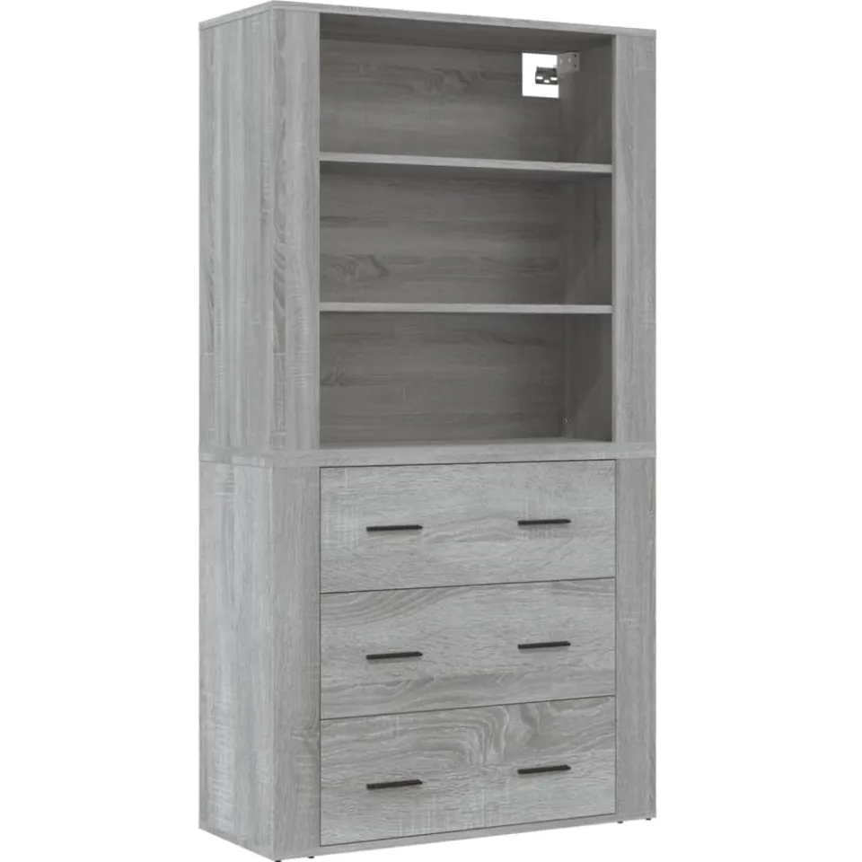 vidaXL Hoge kast bewerkt hout grijs sonoma eikenkleurig