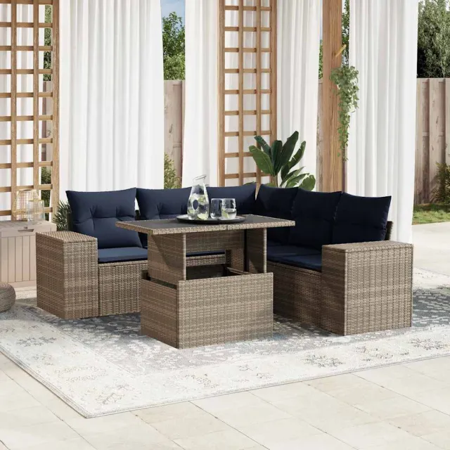 vidaXL 6-delige tuinbankset met kussens, grijs polyrotan, foto 2