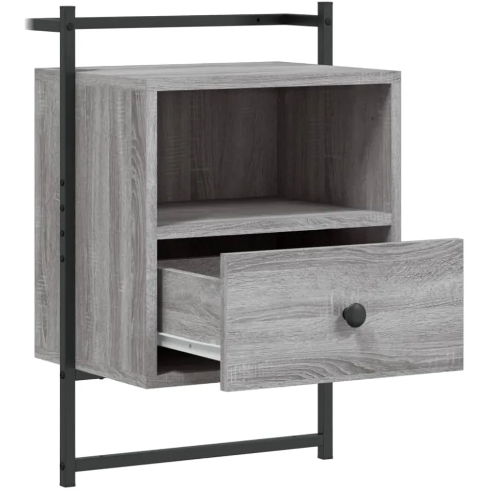 vidaXL Nachtkastjes 2 st wandgemonteerd 40x30x61 cm hout grijs sonoma